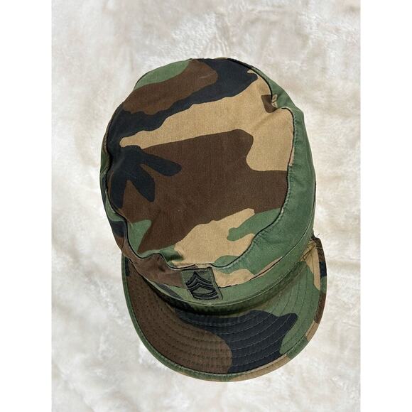 US Army Master Sergeant Hot Weather Hat Cap Size 7 Woodland Camo - Picture 4 of 7